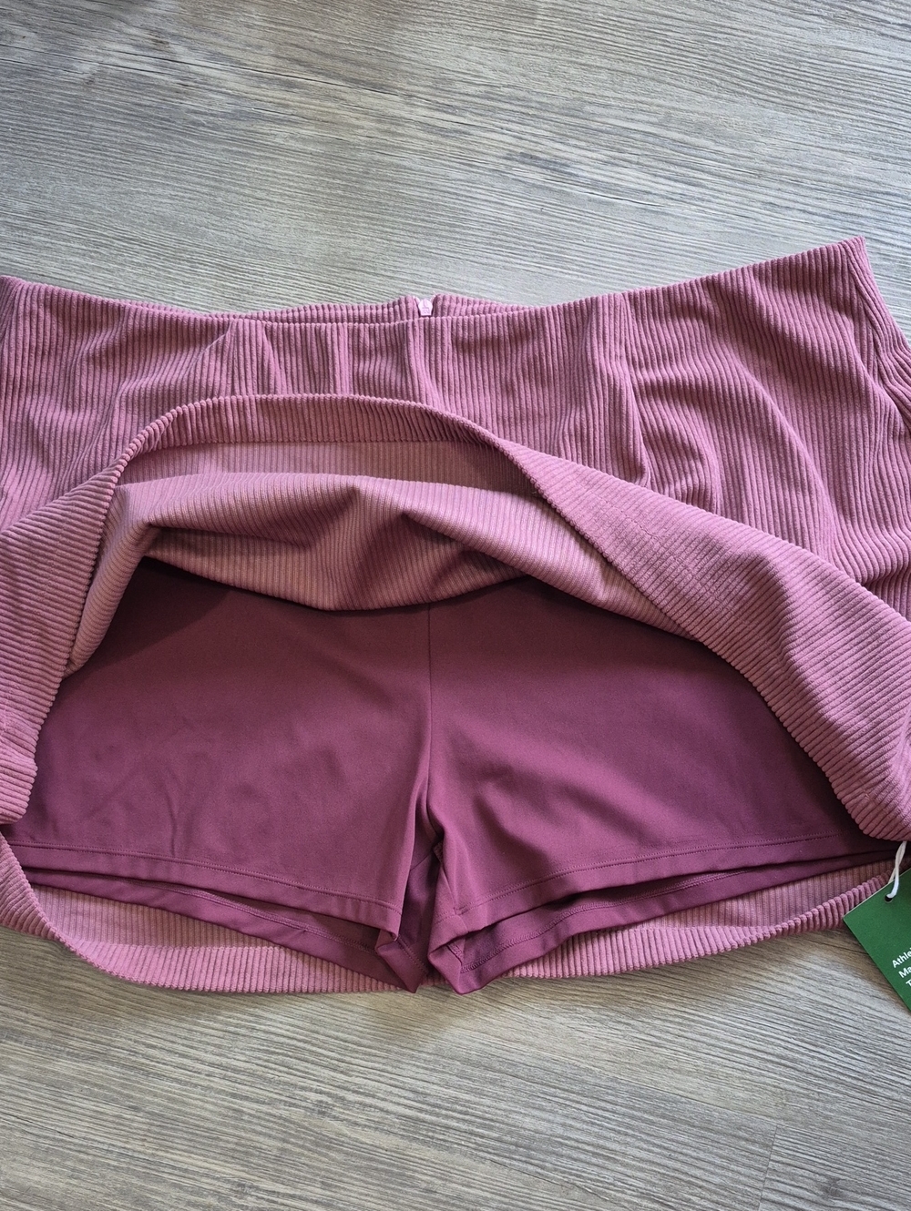 HALARA High Waisted 2 In 1 A Line Rose Pink Corduroy Mini Skirt with Shorts. NWT - Picture 2 of 6